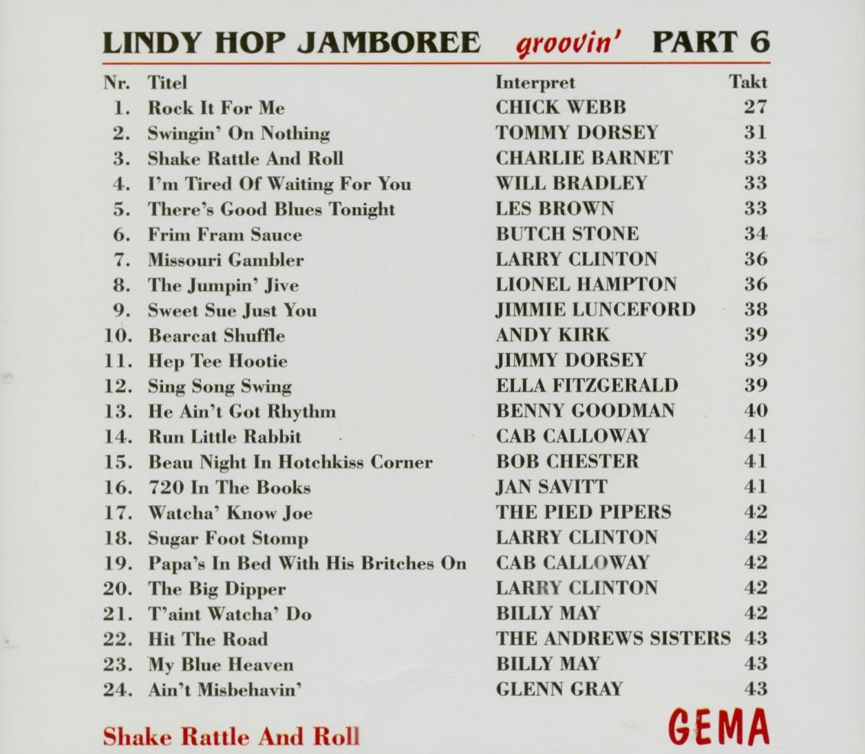 CD - VA - Lindy Hop Jamboree Vol. 6 - Groovin