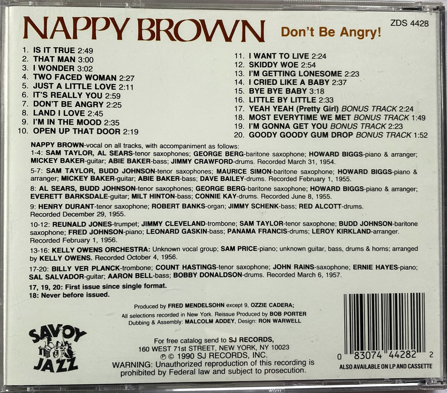 CD - Nappy Brown - Don't Be Angry