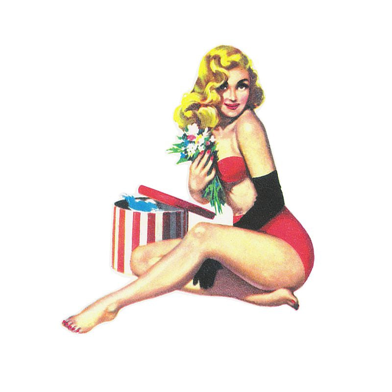 Pin Up Girl Aufkleber - Retro Pin Up mit Wolfspelz
