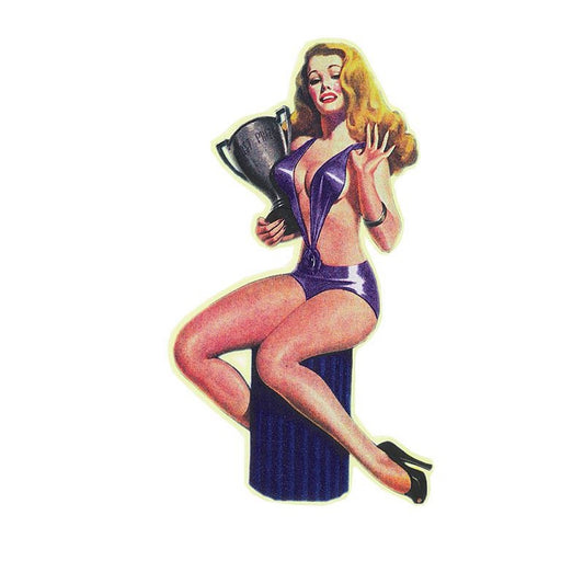 Pin Up Girl Aufkleber - Retro Pin Up, violetter Bikini