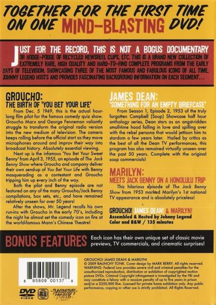 DVD - Johnny Legend Presents - Groucho! James Dean! and Marilyn!