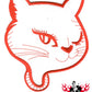Rückenaufnäher - Katzenkopf - Weiß - Rot