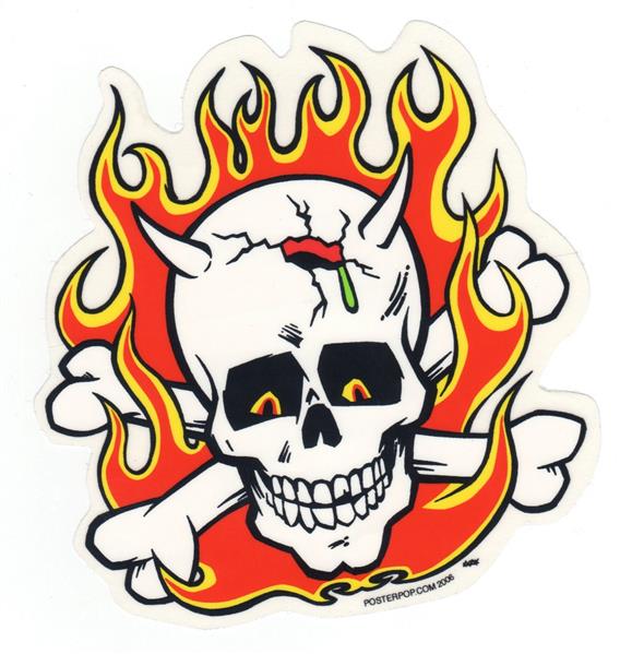 Frank Kozik Aufkleber - Flaming Skull