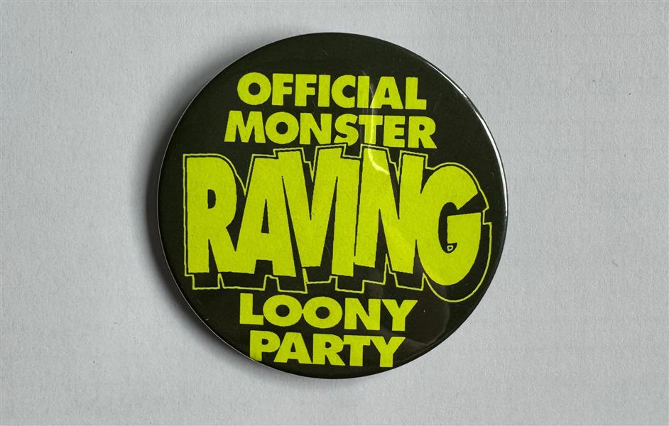 Button Groß - Screaming Lord Sutch - Official Monster Raving Loony Party, gelb