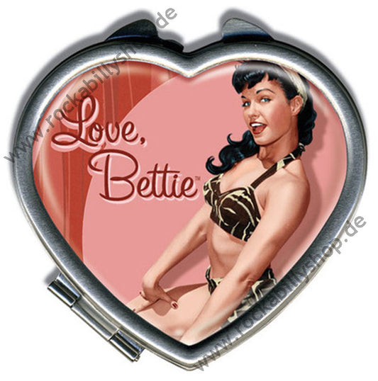 Schminkspiegel in Herzform - Bettie Page - Kirschrot