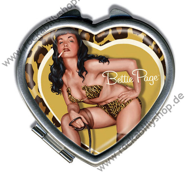 Schminkspiegel in Herzform - Bettie Page - Leopard