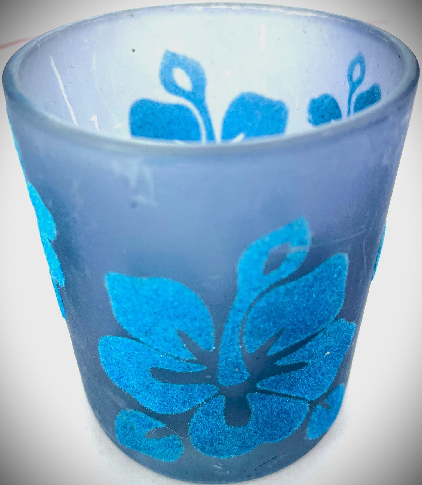 Teelicht Glass - Hibiscus Hawaii - Blau