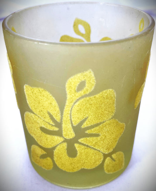 Teelicht Glass - Hibiscus Hawaii - Gelb