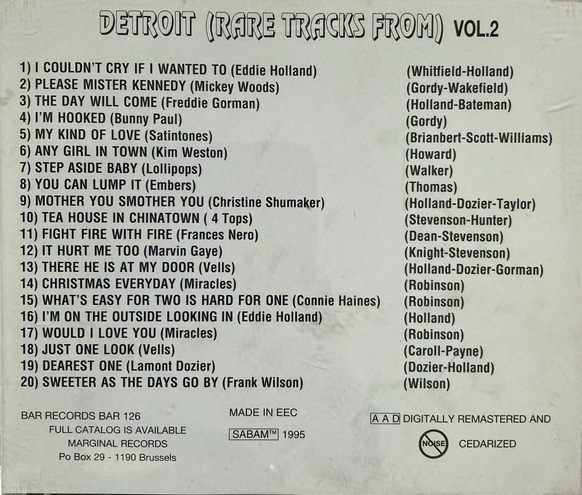 CD - VA - Rare Tracks From Detroit Vol. 2