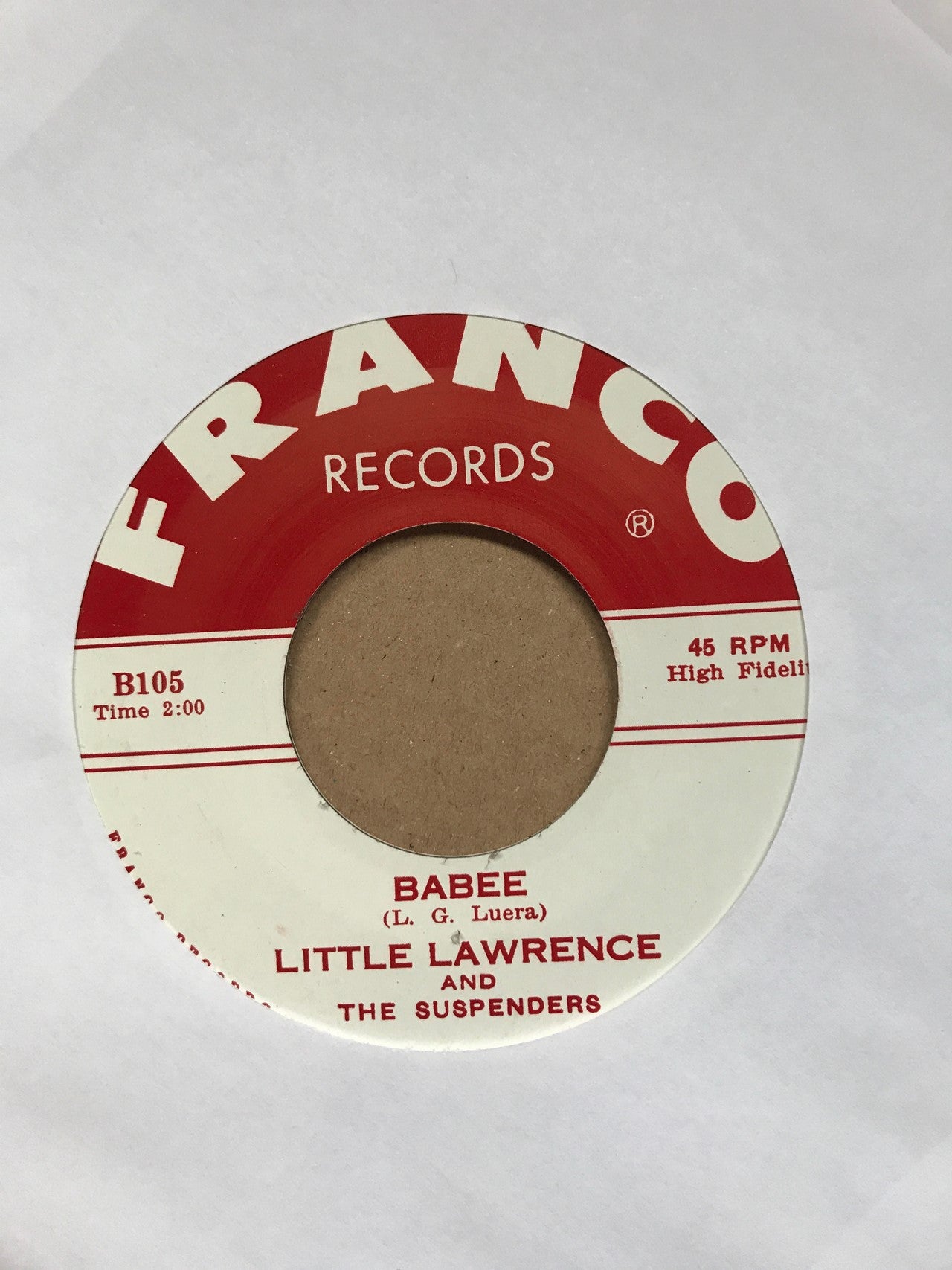 Single - Little Lawrence & The Suspenders - Don't Mess Around; Babee