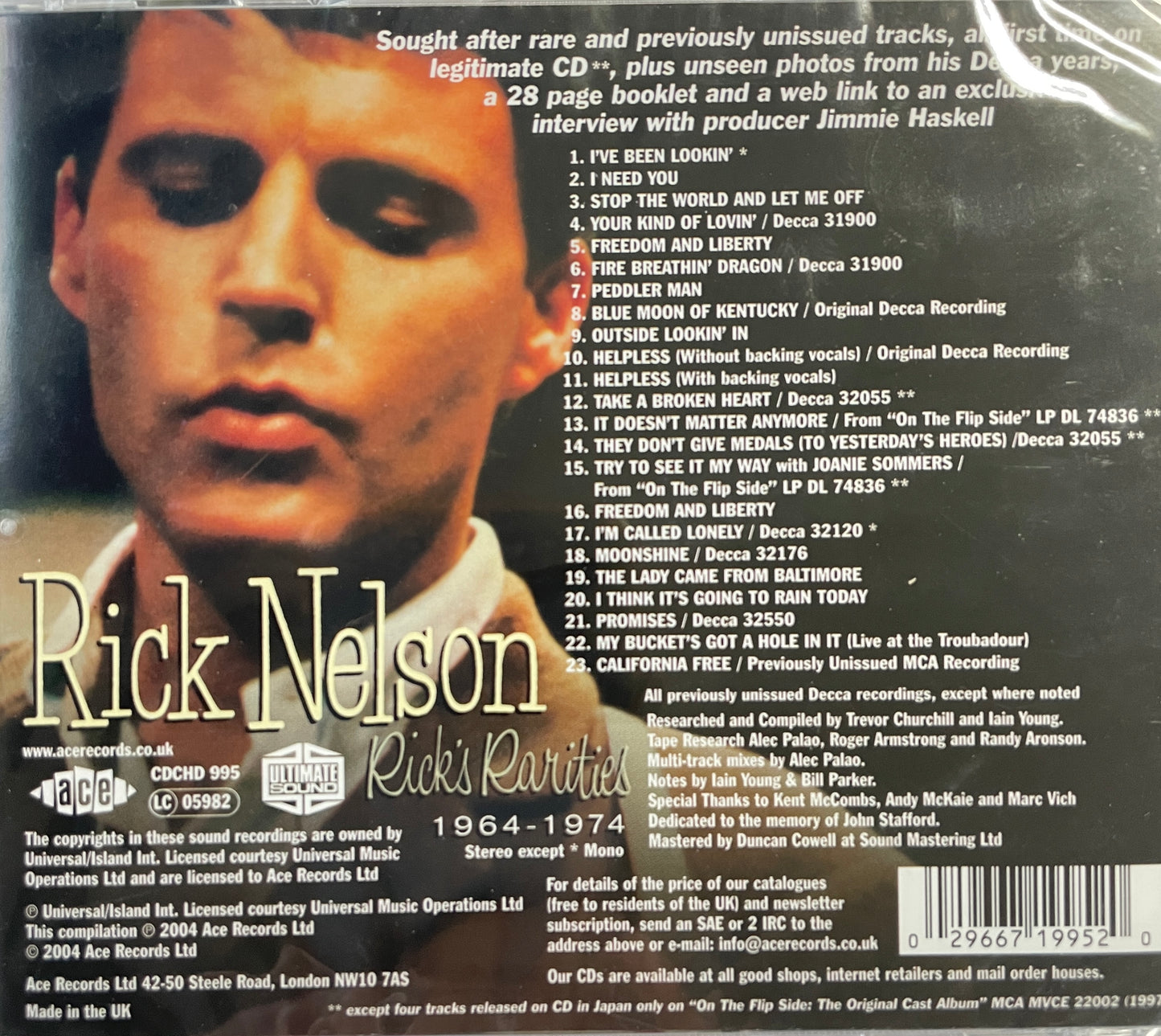 CD - Rick Nelson - Rick's Rarities 1964-1974