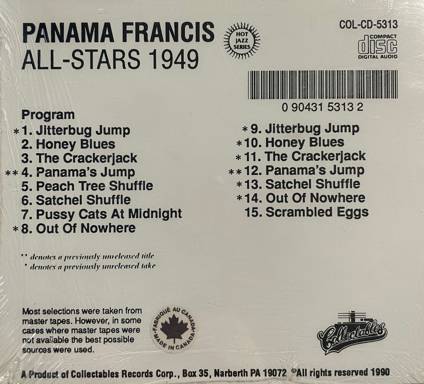 CD - Panama Francis - All Stars 1949