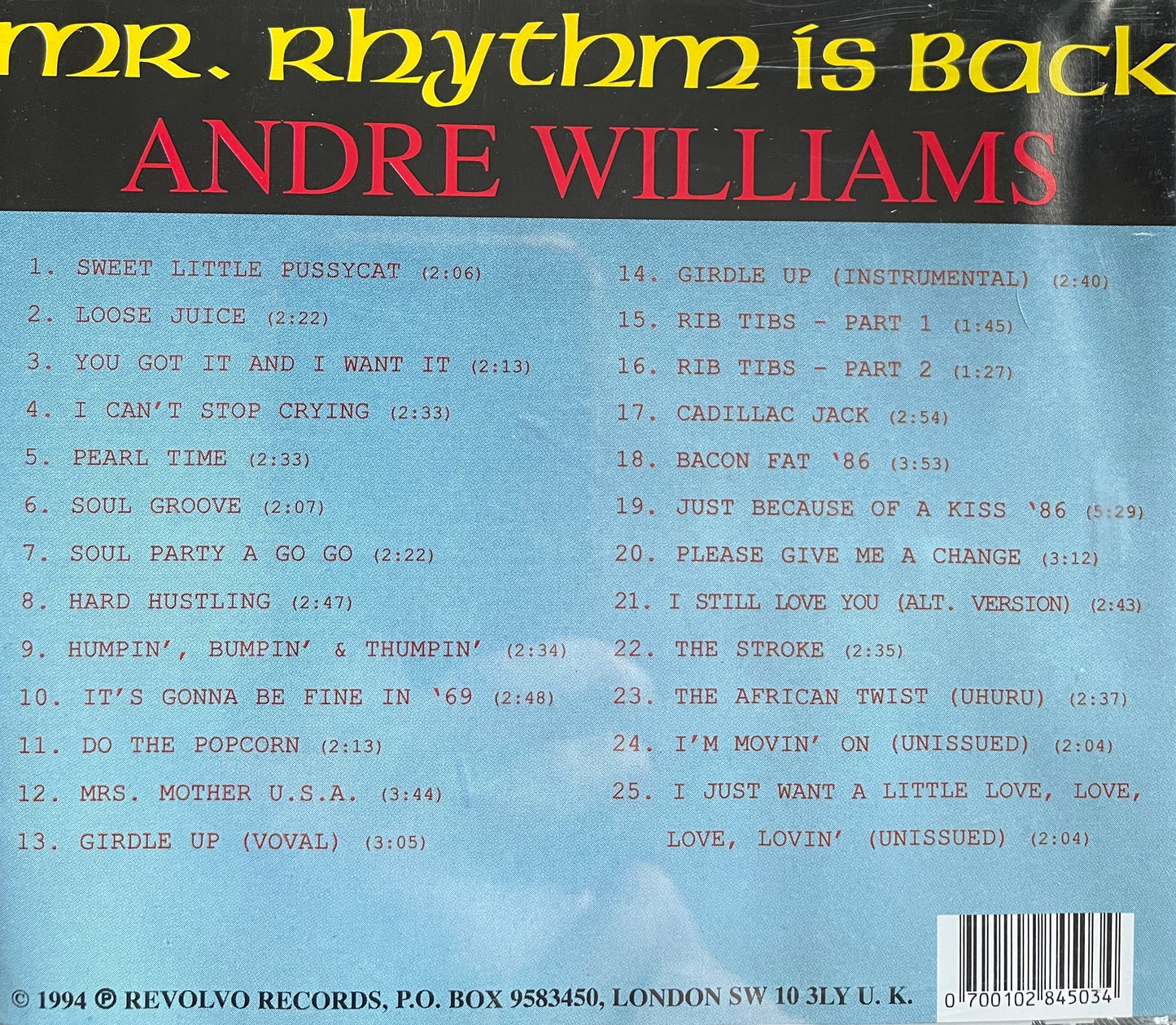 CD - Andre Williams - Mr. Rhythm Is Back