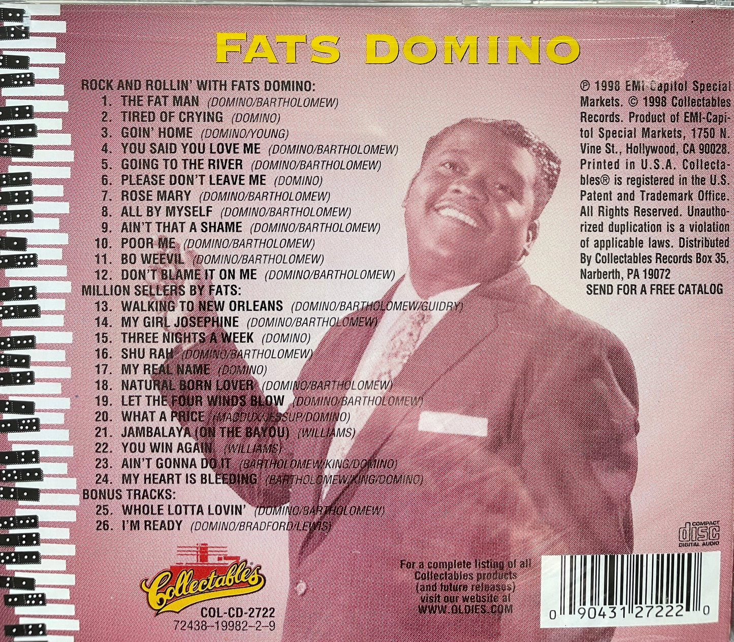 CD - Fats Domino - Rock And Rollin' With Fats Domino - Million Sellers By Fats