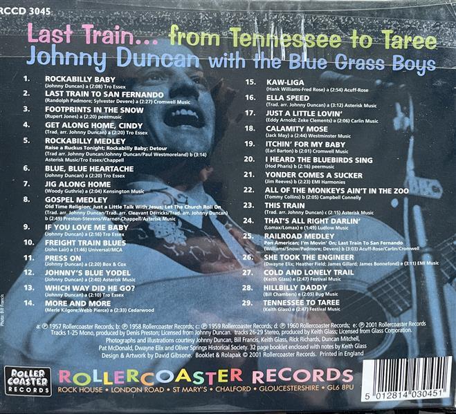 CD - Johnny Duncan & The Blue Grass Boys - Last Train From Tennesssee To Taree. The Johnny Duncan Story