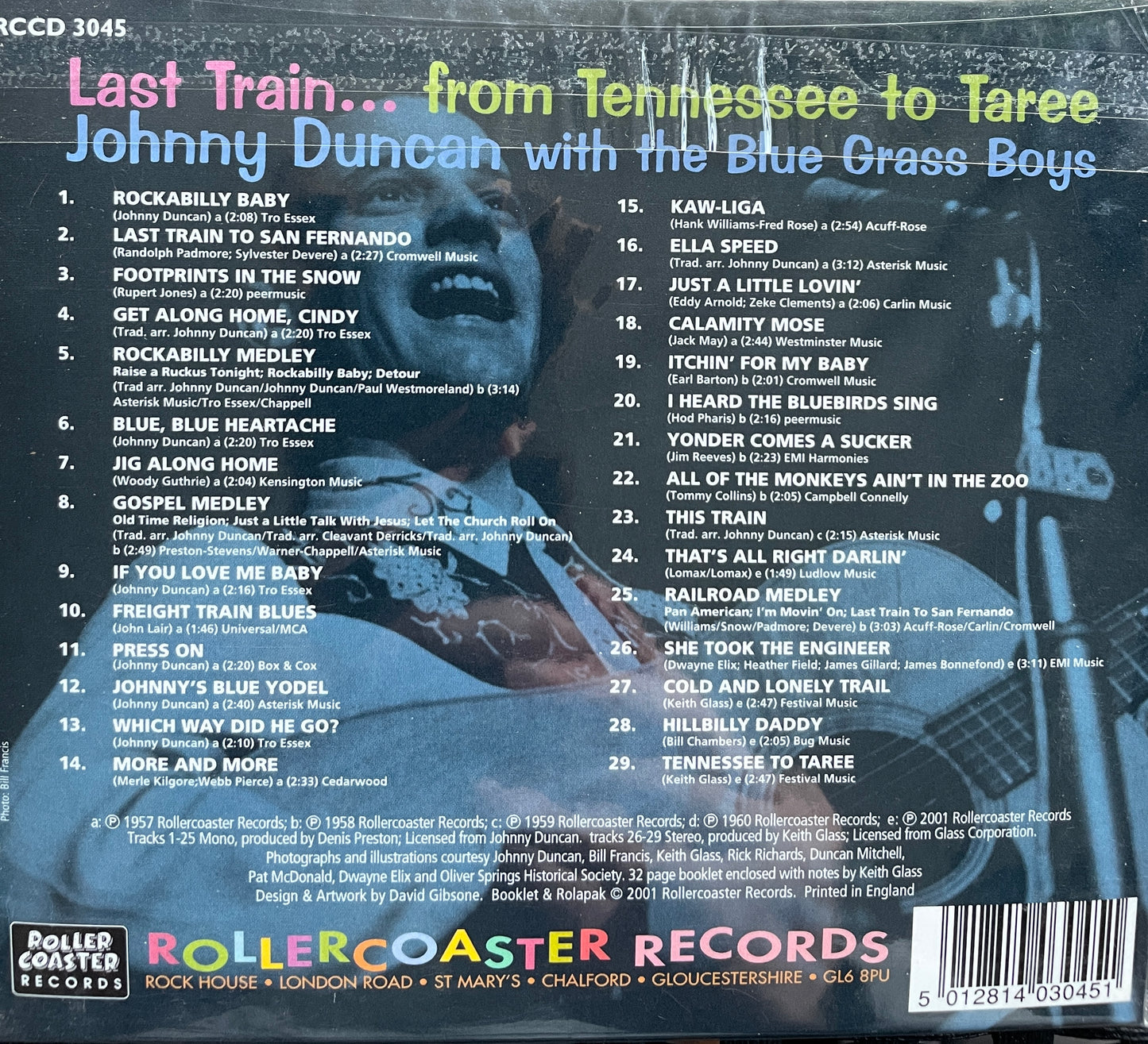 CD - Johnny Duncan & The Blue Grass Boys - Last Train From Tennesssee To Taree. The Johnny Duncan Story