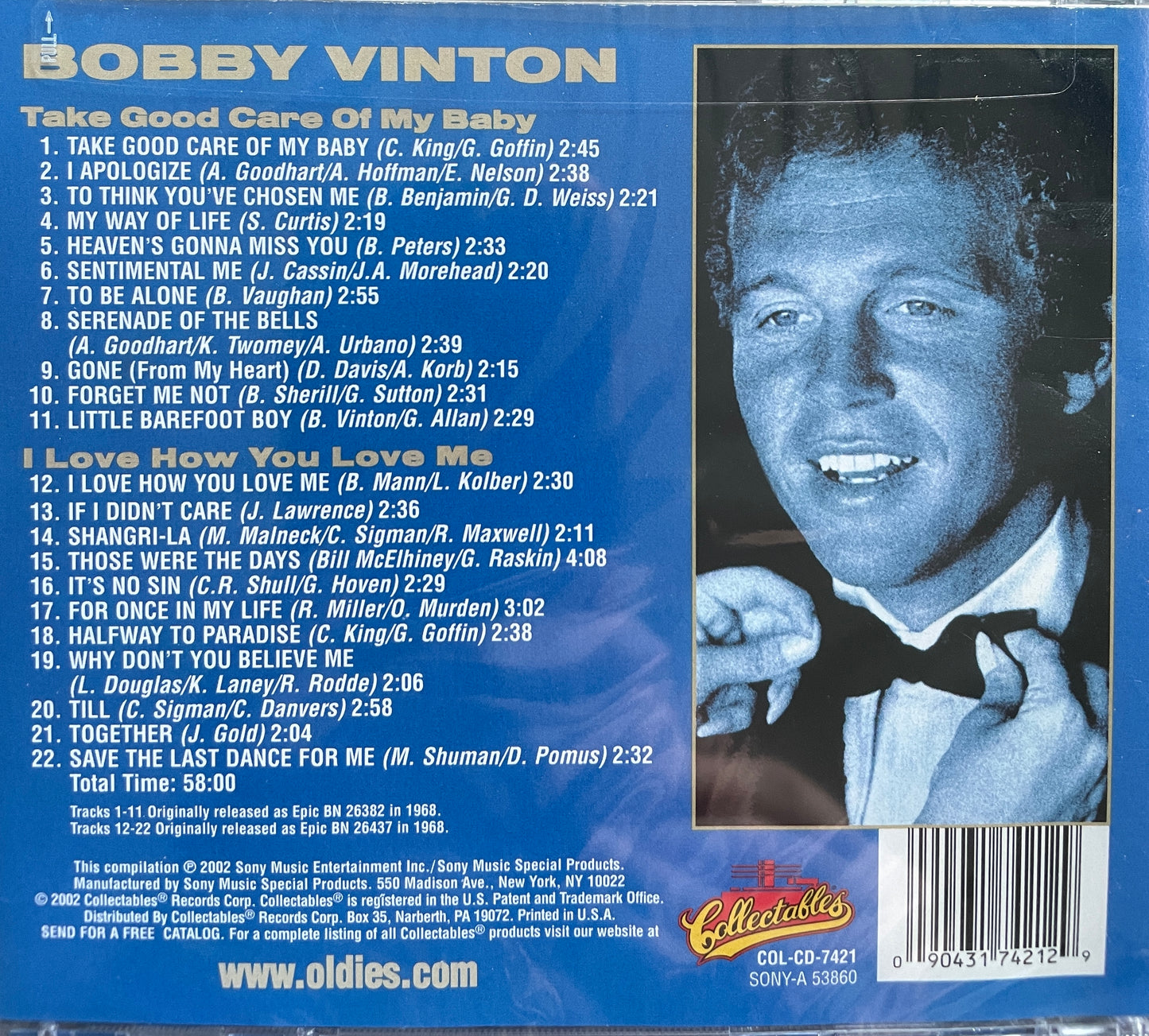 CD - Bobby Vinton - Take Good Care Of Her - Love How You Love Me