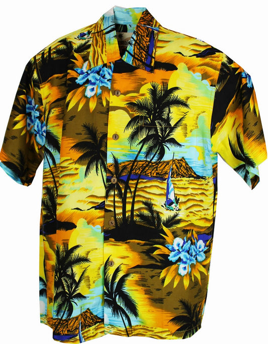 Hawaii-Shirt Für Kinder - Sunset Gelb