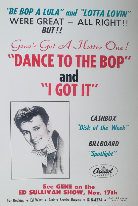 Poster DIN A3 - Gene Vincent - Be Bop-A-Lula