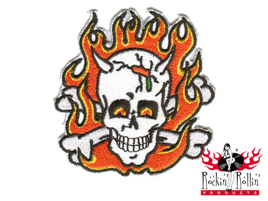 Frank Kozik Aufnäher - Flaming Skull