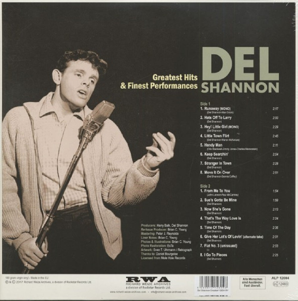 LP - Del Shannon - Greatest Hits & Finest Performances