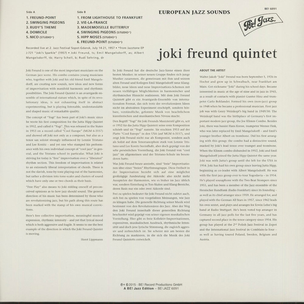 LP - Joki Freund Quintet - European Jazz Sounds