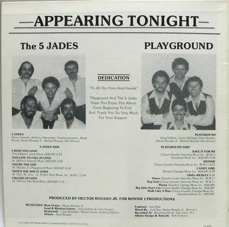 LP - VA - Appearing Tonight - 5 Jades, Playground