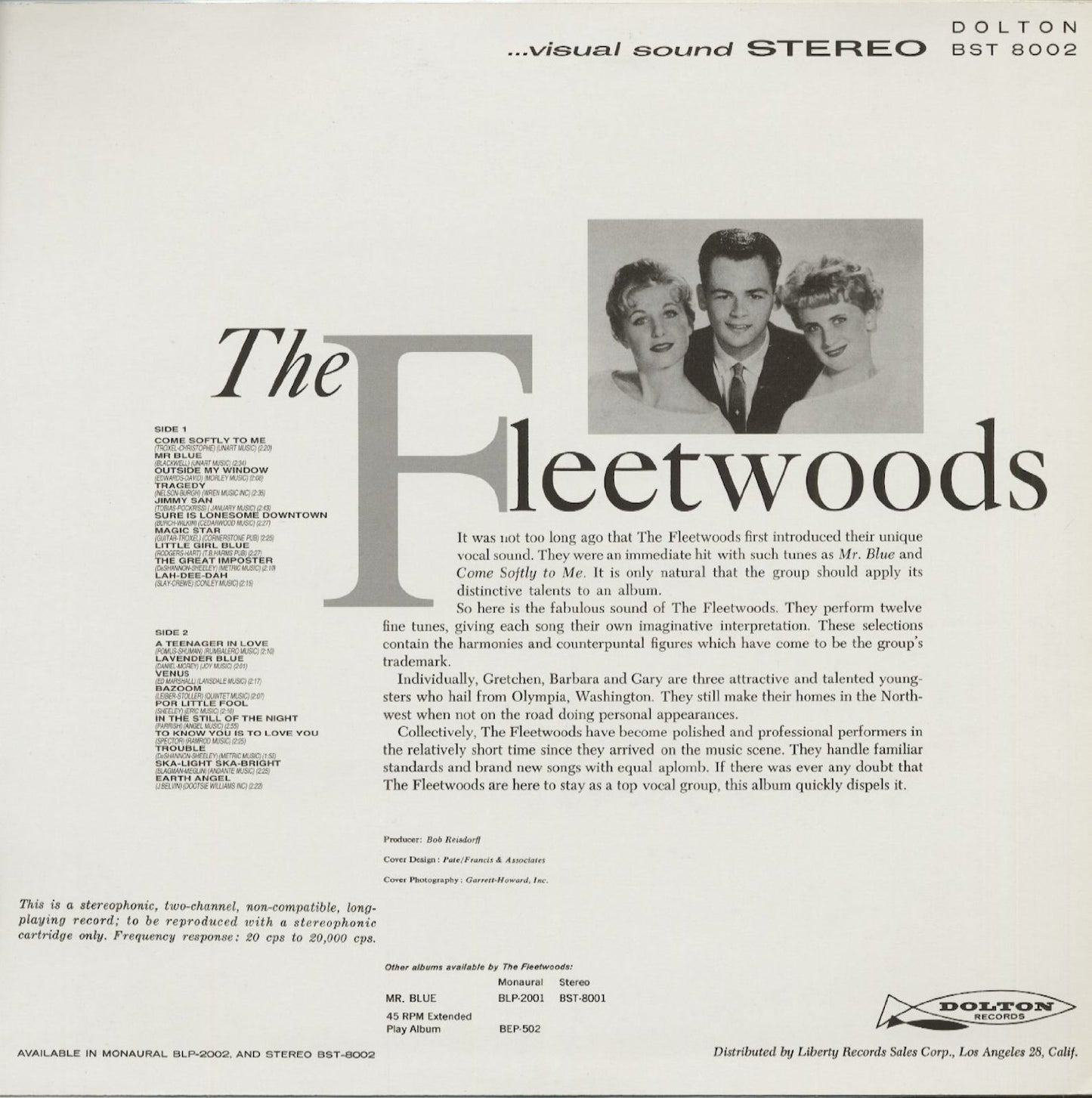 LP - Fleetwoods - Gretchen, Gary And Barbara