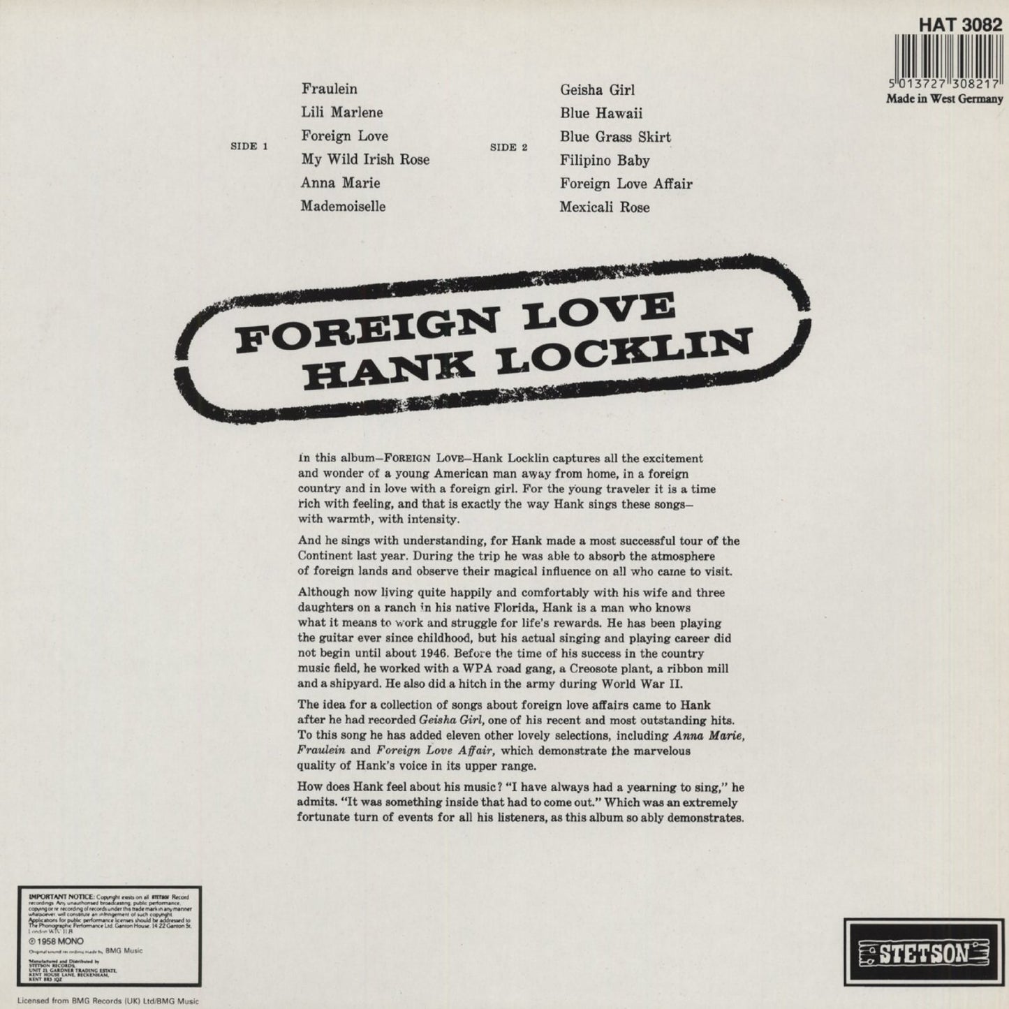 LP - Hank Locklin - Foreign Love