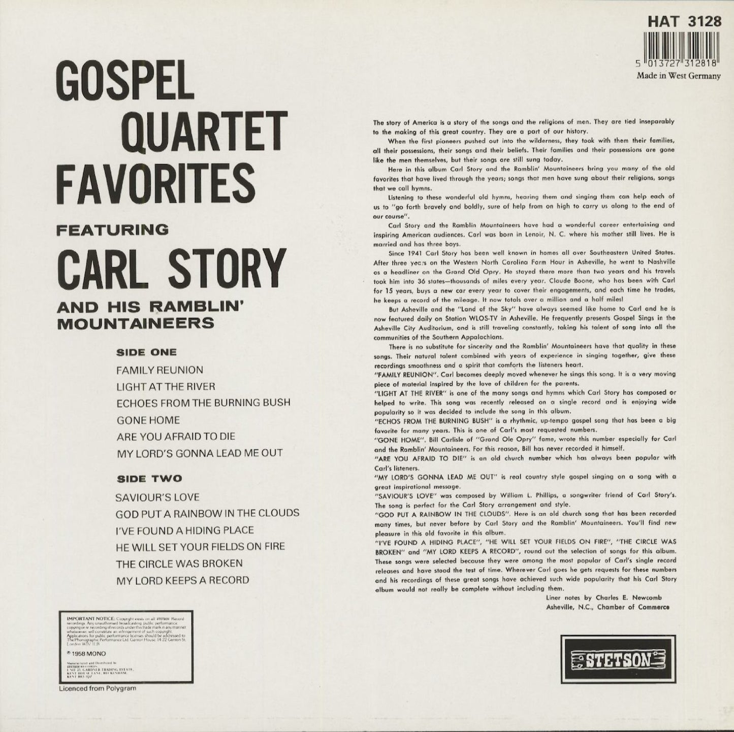 LP - Carl Story - Gospel Quartet Favorites