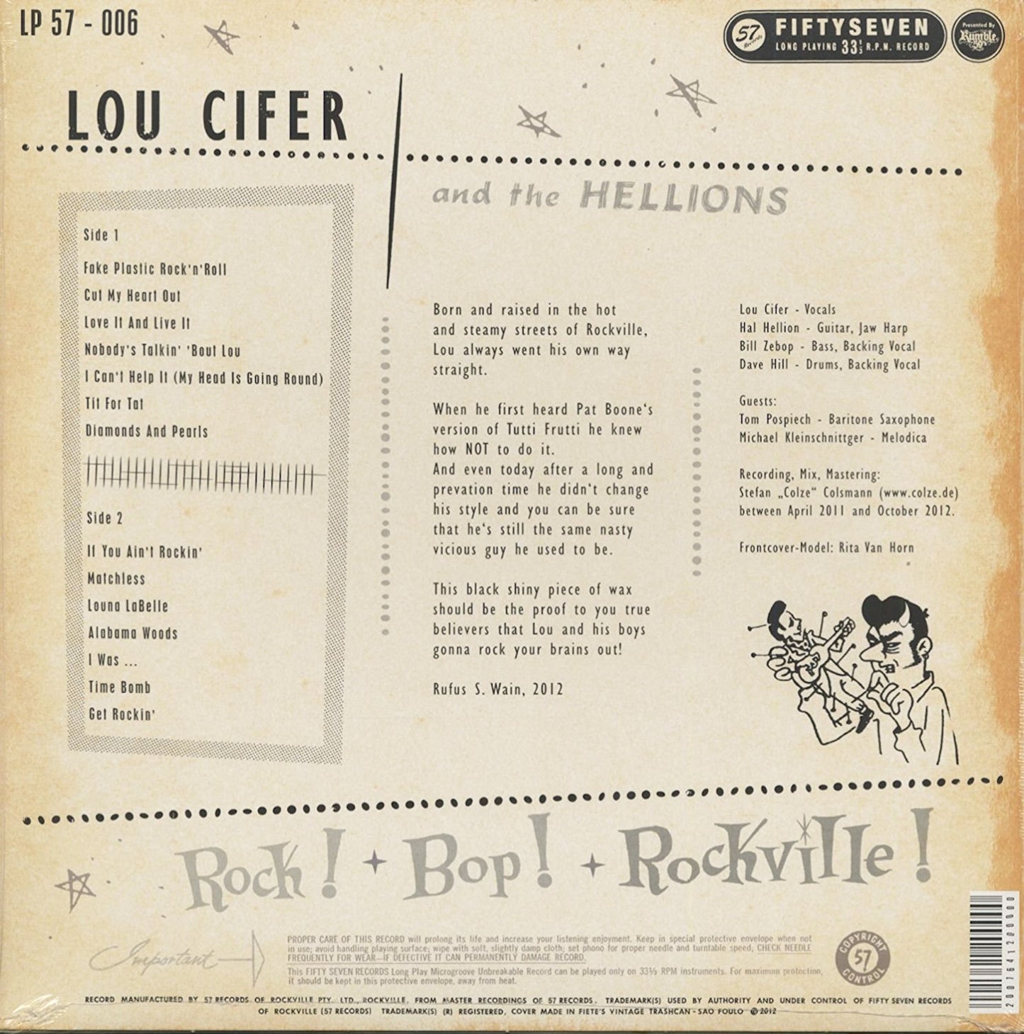 LP - Lou Cifer & The Hellions - Rock, Bop, Rockville!