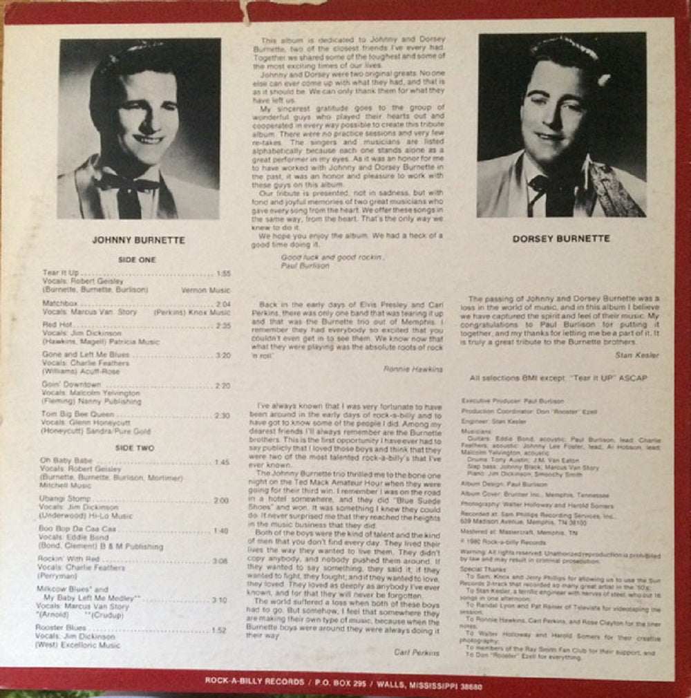 LP - VA - Johnny Burnette's Rock And Roll Trio And Their Rockin' Friends From Memphis