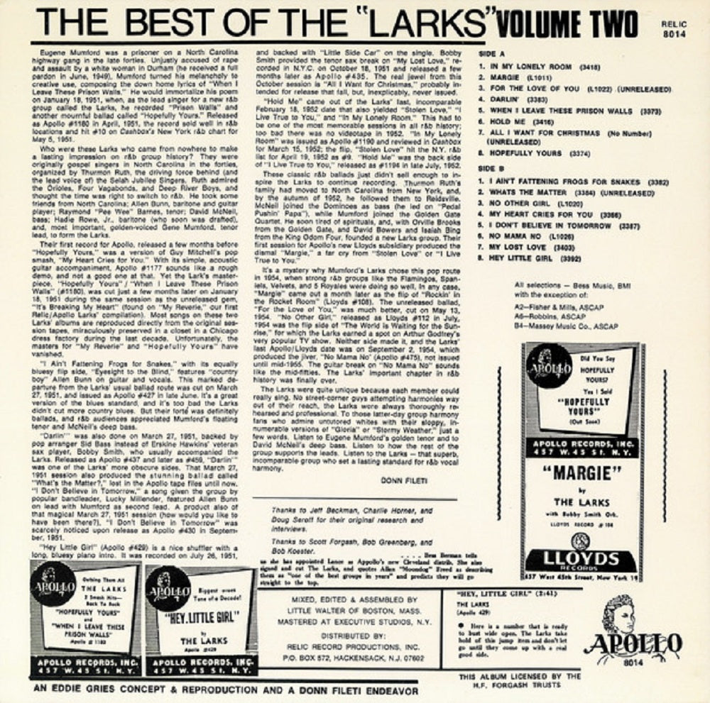 LP - Larks - When I Leave These Prison Walls