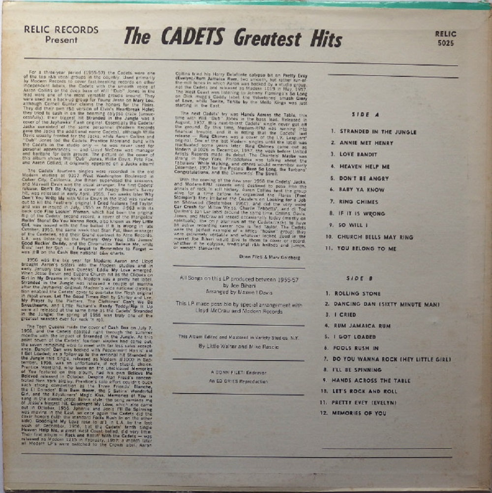 LP - Cadets - Greatest Hits