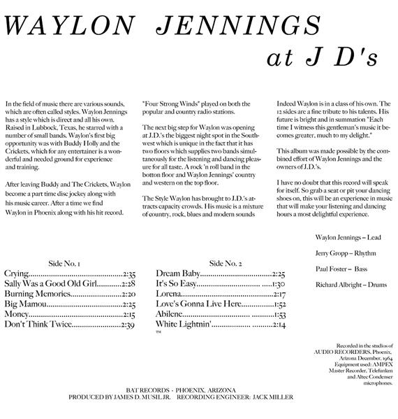 LP - Waylon Jennings - At JD's