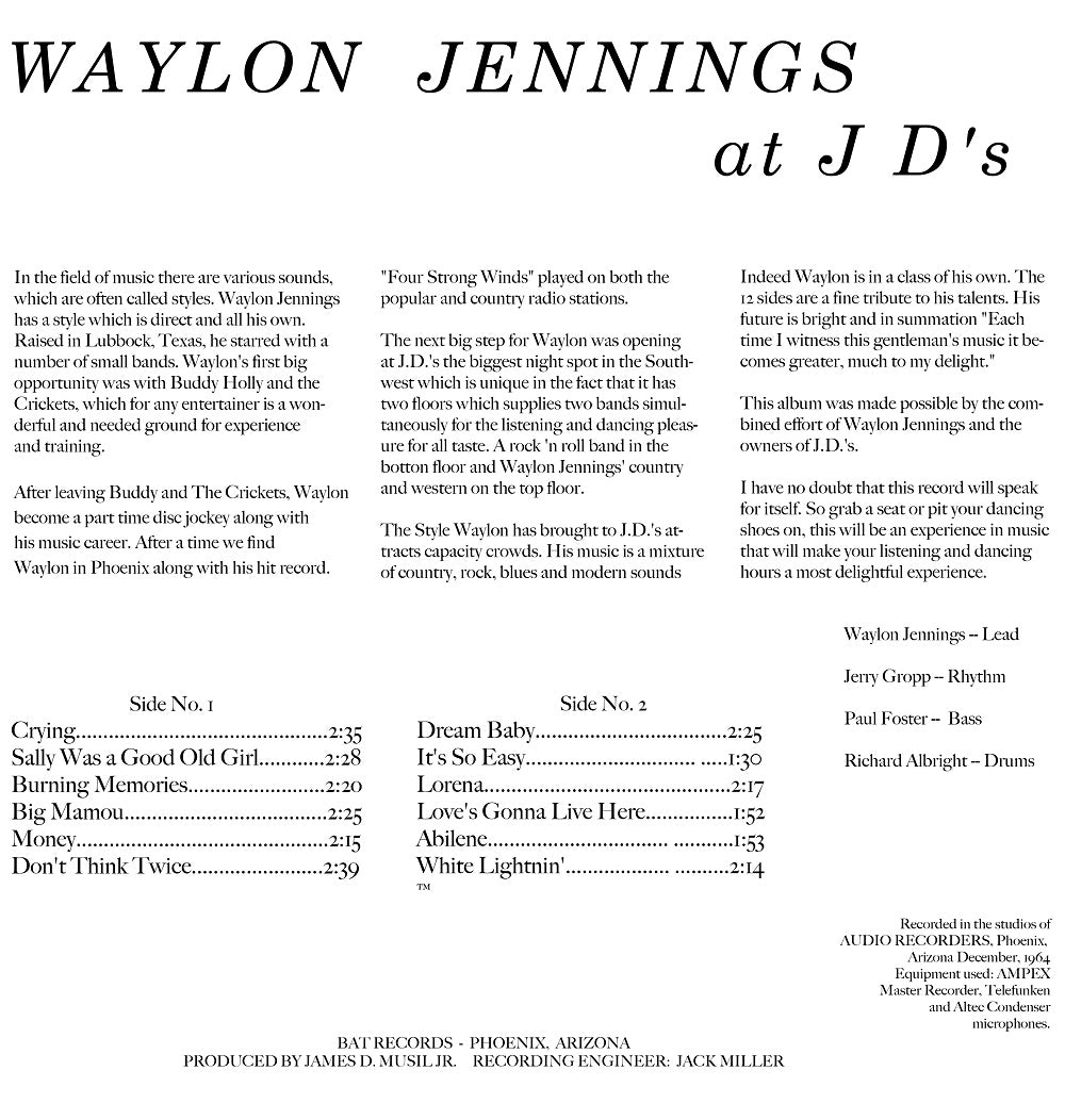 LP - Waylon Jennings - At JD's