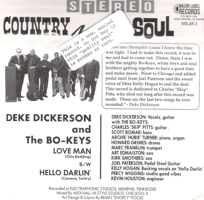 Single - Deke Dickerson And The Bo-Keys - Country Meets Soul