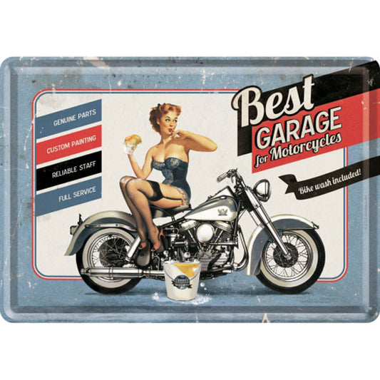 Metal Postcard - Best Garage - Blue