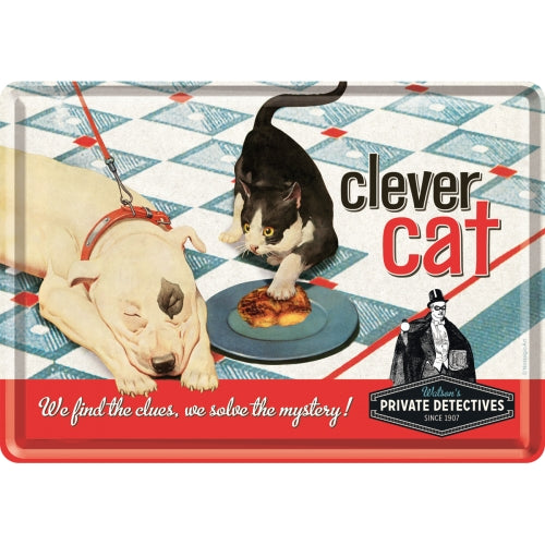 Metal Postcard - Clever Cat