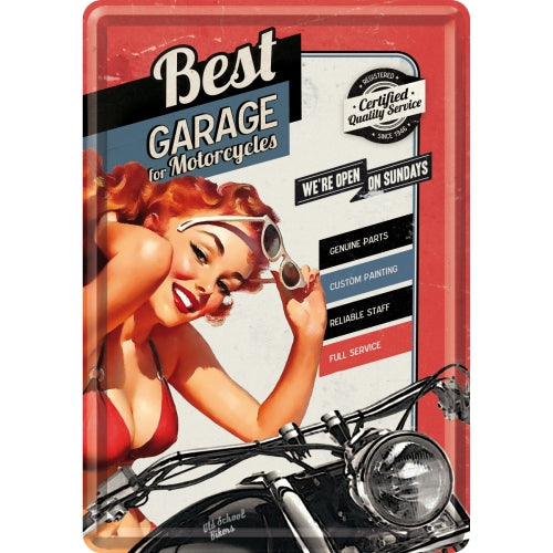 Metal Postcard - Best Garage - Red