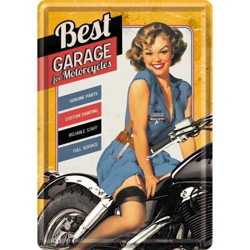 Metal Postcard- Best Garage - Yellow