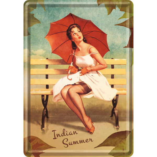 Metal Postcard - Pin Up - Indian Summer