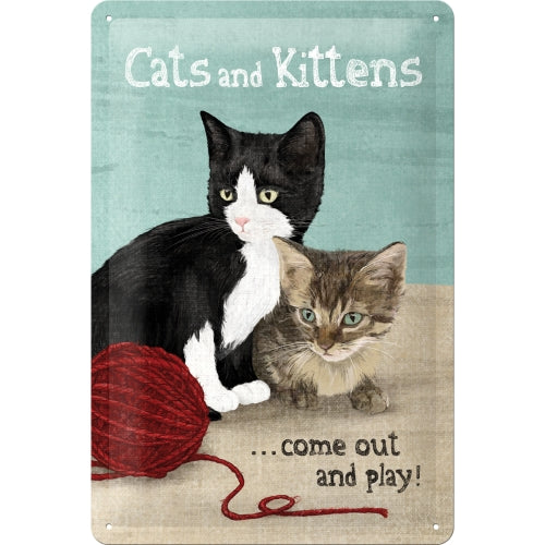 Tin-Plate Sign 20x30 cm - Cats And Kittens