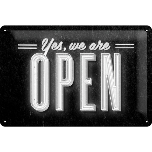 Tin-Plate Sign 20x30 cm - Yes, We Are Open