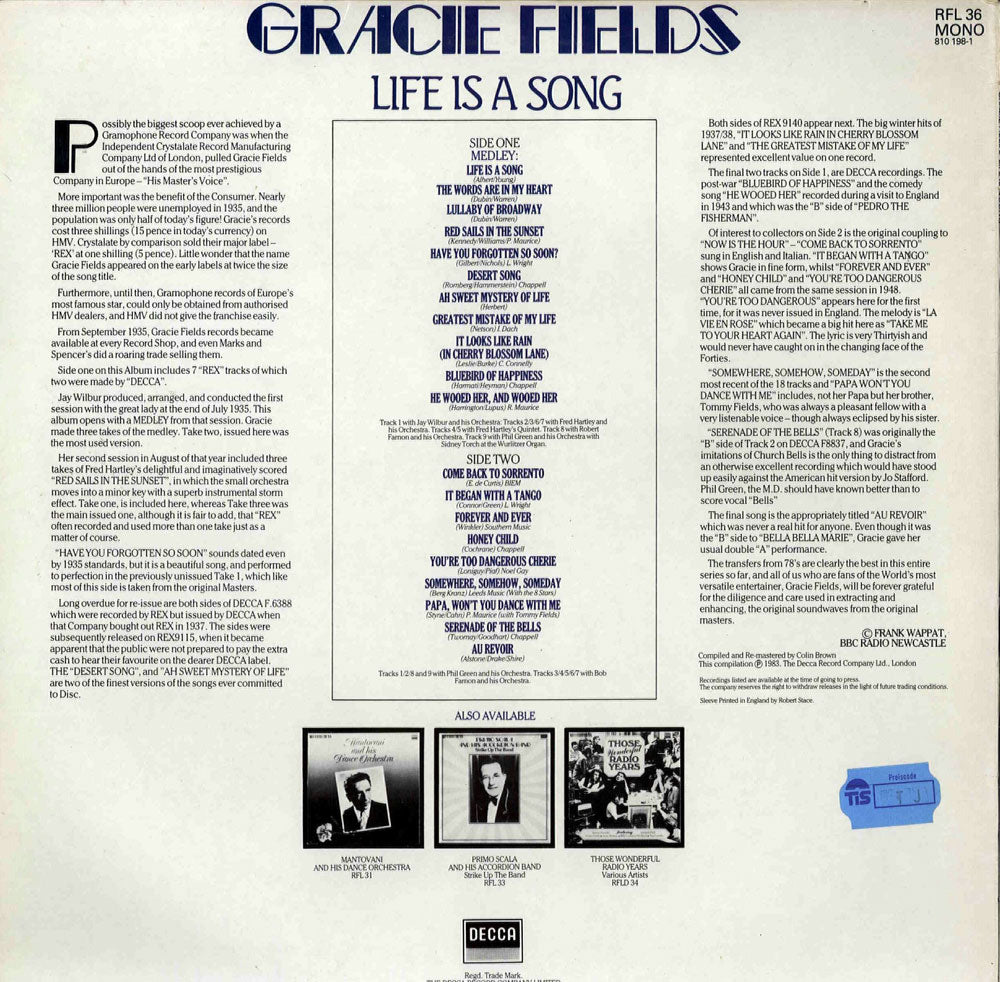 LP - Gracie Fields - Life Is A Song