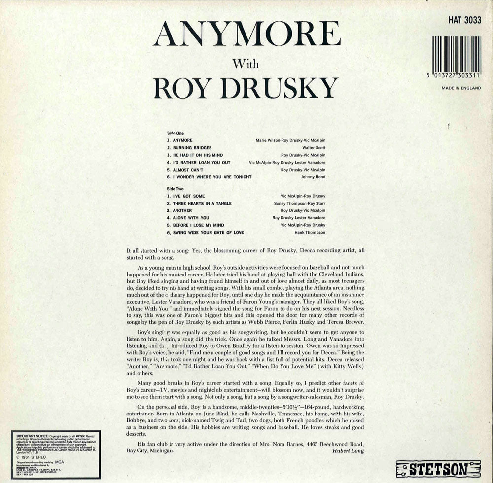 LP - Roy Drusky - Anymore with…