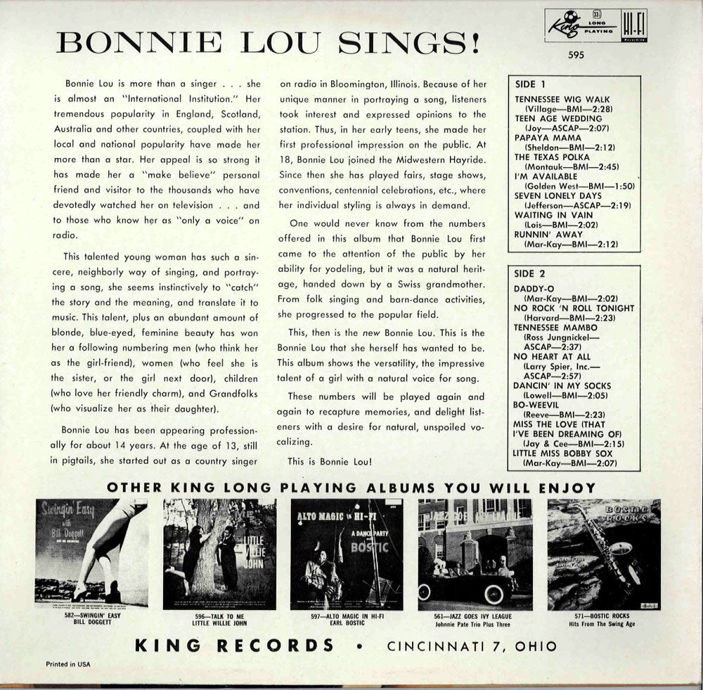 LP - Bonnie Lou - Bonnie Lou Sings