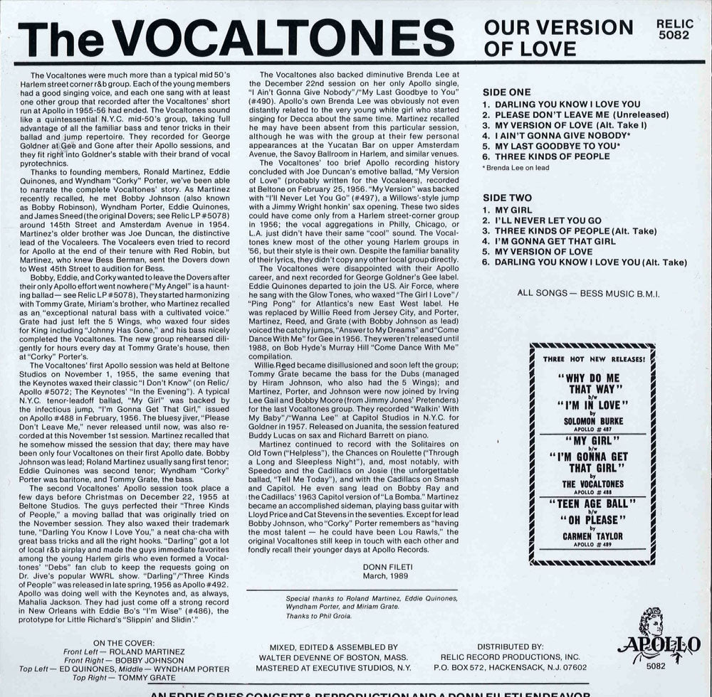 LP - Vocaltones - Our Version Of Love