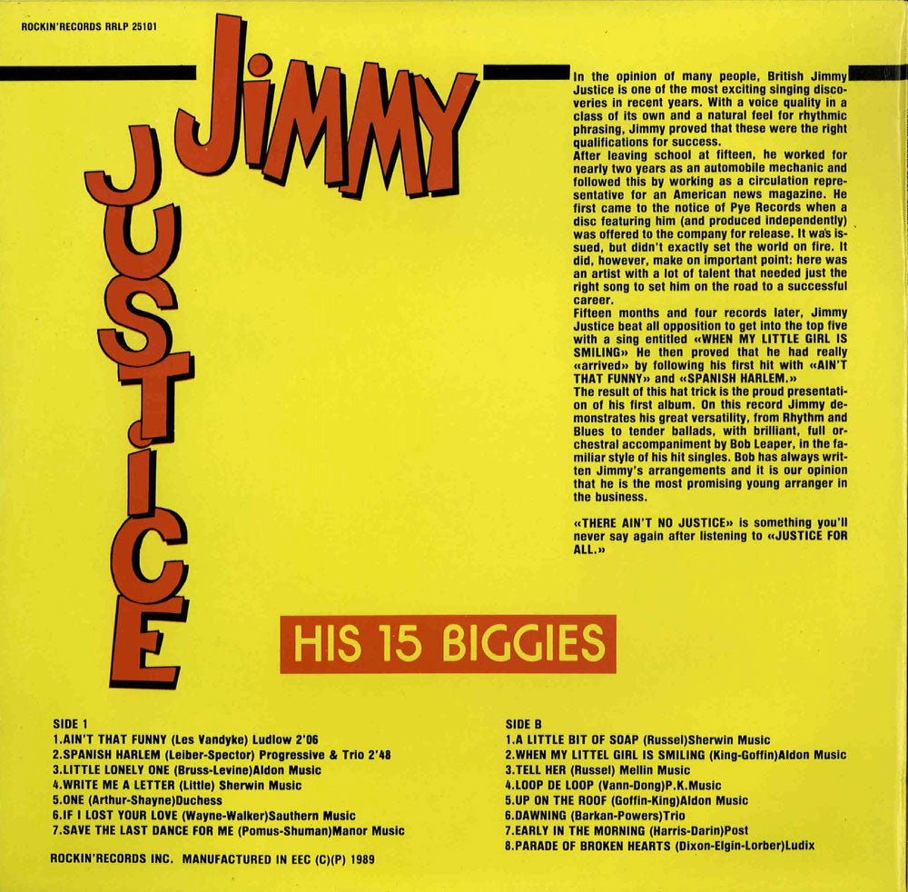 LP - Jimmy Justice - His 15 Biggies