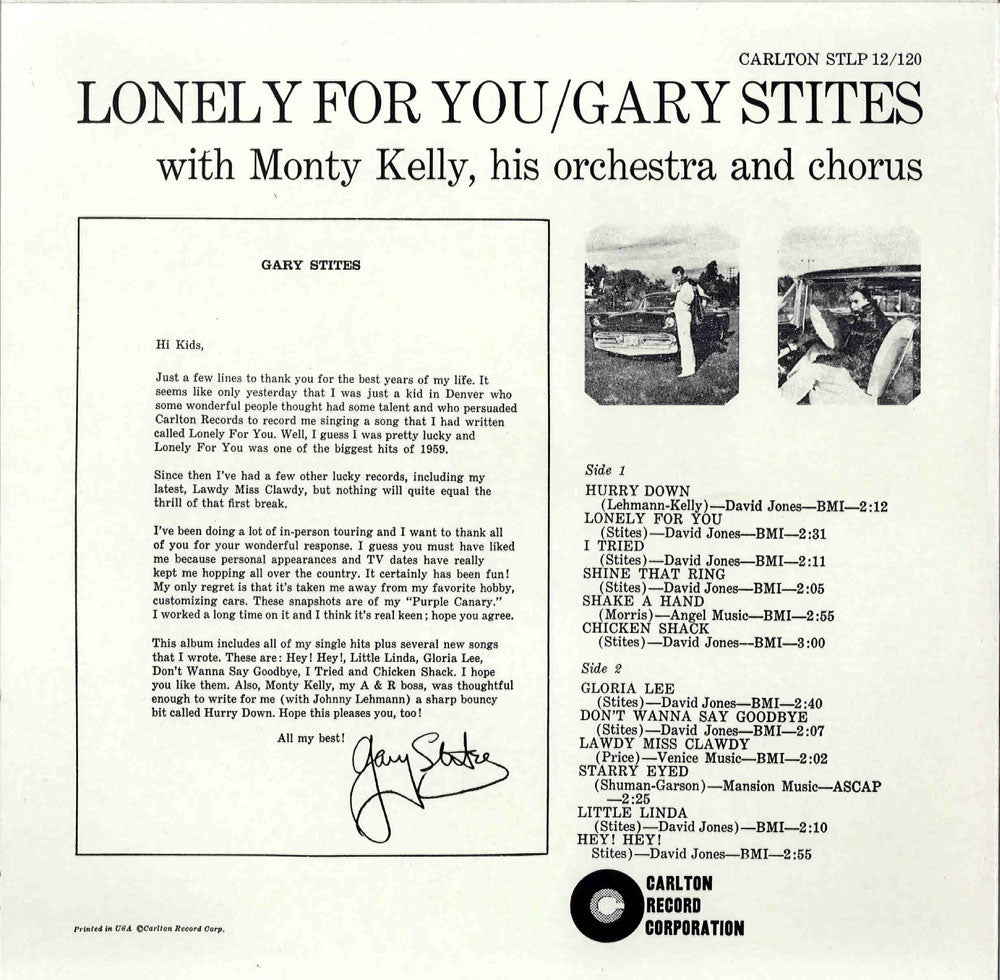 LP - Gary Stites - Lonely For You